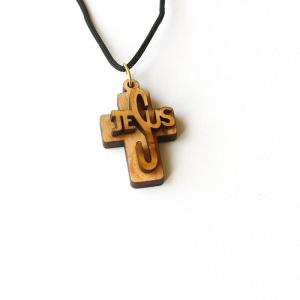 Genuine Olive Wood 3D Jesus Cross