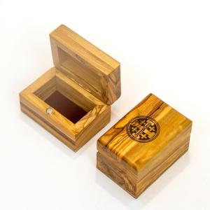 Rectangular Olive Wood Box With Jerusalem Cross