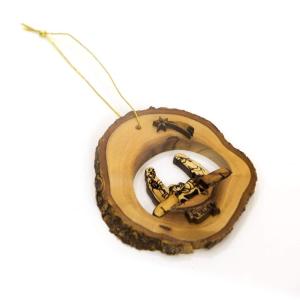 Rustic Christmas Ornament With Natural Olive Wood Bark From Bethlehem