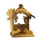 Olive Wood Nativity Ornament WithTwo Angels Handmade In The Holy Land