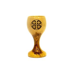 LORD’S Supper Cup With ‘Jerusalem Cross’ And ‘Last Supper’ Engravings -Olive Wood