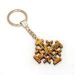 Olive Wood Jerusalem Cross With Natural Abalone Shells Key-Chain