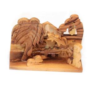 Nativity Church Scene Ornament Made From Olive Wood In Bethlehem