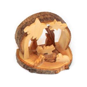 Natural Bark Olive Wood Small Nativity Scene