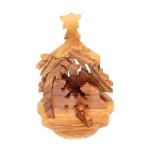 Olive Wood Nativity Scene Ornament With A Star Of Bethlehem