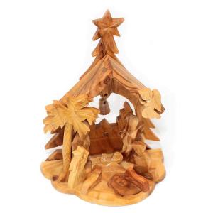 Star Of Bethlehem Nativity Scene creche Made Of Olive Wood