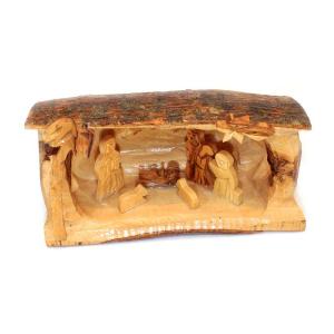 One Piece Branch Nativity Scene Log From Olive Wood Made In Bethlehem