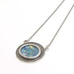 Roman Glass Circular Pendant with Sterling Silver