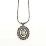 Oval Roman Glass Pendant With Detailed Sterling Silver Frame