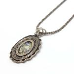 Oval Roman Glass Pendant With Detailed Sterling Silver Frame