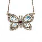 Roman Glass Butterfly Pendant With Hand Made Sterling Silver