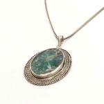 Roman Glass and Sterling Silver Filigree Pendant From The Holy Lands