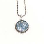 Roman Glass Elegant Round Pendant with Sterling Silver From Israel