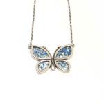 Sterling Silver Butterfly Pendant With Roman Glass From Israel