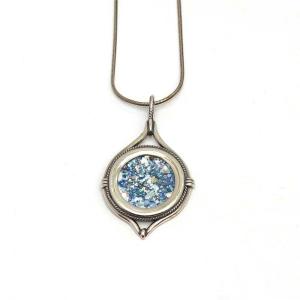 Ancient Roman Glass Pendant with Sterling Silver From The Holy Land