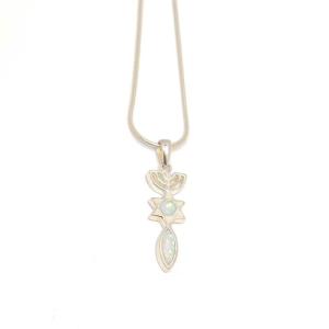 Sterling Silver Grafted In Pendant and White Opal From Jerusalem