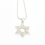 Star Of David In Sterling Silver and White Opal Pendant