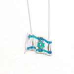 Flag of Israel Pendant In Sterling Silver And Opal