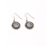 Round Exquisite Roman Glass Earrings In Sterling Silver