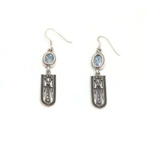 Long Roman Glass Earrings With Sterling Silver From The Holy Land