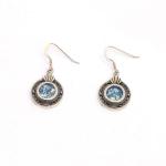 Rounded Classical Roman Glass Earrings With Filigree Sterling Silver