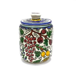 Hand Painted Armenian  Ceramic Jar With Seven Species