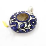 Armenian Ceramic Oil Lamp Blue And White Floral Design