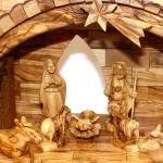 Beautiful Artistic Olive Wood Nativity With Arch Bark Of The Tree