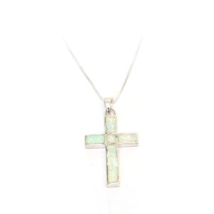 Sterling Silver Cross with Opal